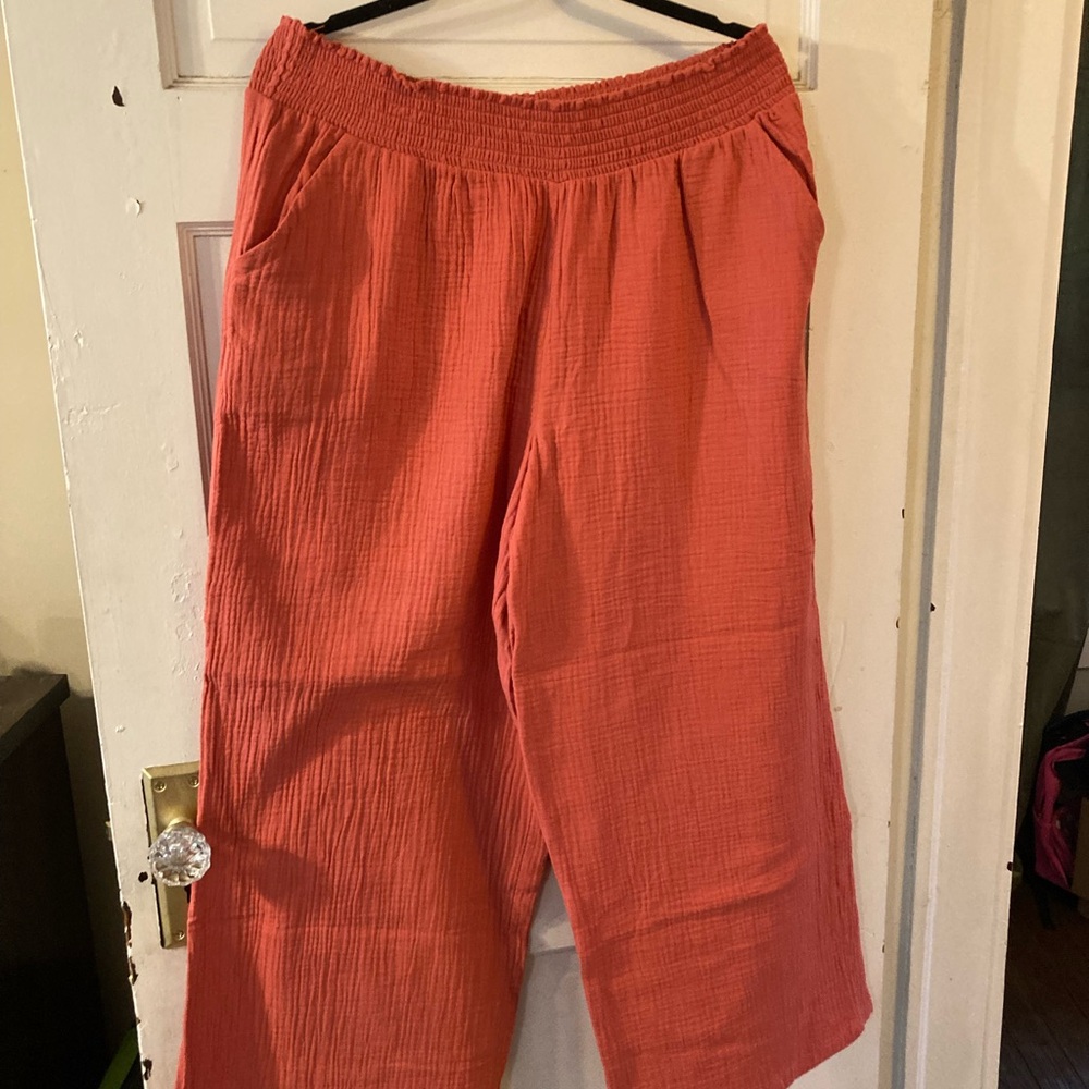 Coral Wide-Leg Pants